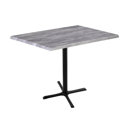 42 Tall OD211 Black Table Base 30 X 30 Foot 30 X 48 Greystone Top By The HollBar Stool Co.